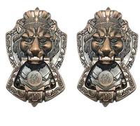 Un ko antico, Batacchio for porta a forma di leone in lega zinco con viti, decorazione for la casa(2pcs)