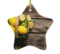 Un limone del canestro che stampa gli ornamenti cristiani dell'albero di Natale, ornamenti della stella della fattoria, stella di ceramica Shap per la decorazione di festa