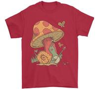 Un Lumaca Giocare Il Banjo sotto Un Fungo Uomo T-Shirt 100% Cotone
