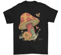 Un Lumaca Giocare Il Banjo sotto Un Fungo Uomo T-Shirt 100% Cotone