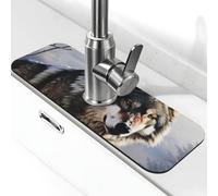 Un lupo tappetino per rubinetto per lavello da cucina super assorbente tappetino per rubinetto Splash Catcher diatomite asciugatura rapida pietra rubinetto maniglia gocciolatoio vassoio tappetino per