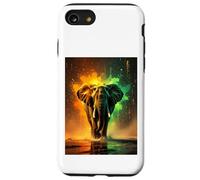 Un maestoso elefante brilla di arancione, oro e verde radioso Custodia per iPhone SE (2020) / 7/8