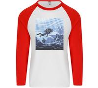 Un Mare Profondo Scuba Diver Immersione Uomo L/S Baseball T-Shirt