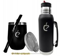 Un Mate - Set Yerba Completo: Tazza Termica da 350 ml con Coperchio, Bombilla Inox, Thermos da 1L e Spazzola - Kit Elegante Argentino, Senza BPA