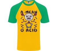 Un Mean O Acido Divertente Angry Biology Uomo S/S Baseball T-Shirt