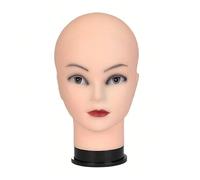 Un modello di testa maschile e femminile calva, una testa finta per la visualizzazione e l'addestramento di parrucche - con una molletta per il bordo del tavolo, perfetta per parrucchieri per praticar