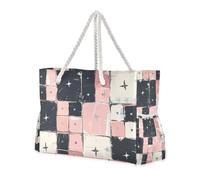 Un modello senza cuciture di blush e quadrati Liwhite borsa grande capacità per lavorare con tasche laterali, borsa da viaggio, oggetti essenziali per la spiaggia, regali di compleanno per