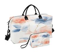 Un morbido borsone da viaggio con fiori acquerellati con borsa da toilette e tracolla regolabile per viaggi, palestra, yoga, fine settimana borsone, Multicolore, Taglia unica, Beauty case
