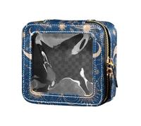 Un motivo di fiori in rosa impermeabile trasparente borsa per il trucco per donne ragazze cosmetici organizzatore caso articoli da toeletta borsa da viaggio, Mandala Luna Sole Zodiaco, Taglia unica