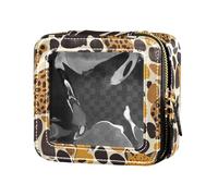 Un motivo di fiori in rosa impermeabile trasparente borsa per il trucco per donne ragazze cosmetici organizzatore caso articoli da toeletta borsa da viaggio, Forme astratte della pelle di ghepardo