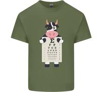 Un Mucca che Tiene Un Snellen Occhio Chart Occhiali Uomo Cotone T-Shirt