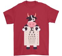 Un Mucca che Tiene Un Snellen Occhio Chart Occhiali Uomo T-Shirt 100% Cotone