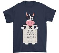 Un Mucca che Tiene Un Snellen Occhio Chart Occhiali Uomo T-Shirt 100% Cotone