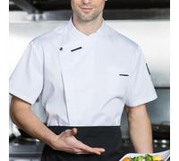 Un must have casual chef camicia da lavoro con tessuto traspirante e maniche corte (L bianco)