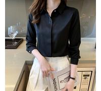 Un must-have per le donne tutto l'anno! Camicie a maniche lunghe in raso in più colori, dettagli di cucitura nascosti sul colletto elegante, bottoni in metallo che mostrano uno stile di alta gamma, ad