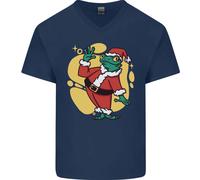 Un Natale Rana Vestito Come Babbo Natale Uomo Scollo A V Cotone T-Shirt
