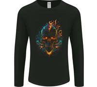 Un Neon Teschio Con Fiamme Fantasia Demone Uomo Maniche