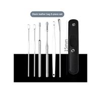 (Un nero) 6 pezzi Paletta auricolare portatile Dedicato Cleaner Earpick Strumento professionale per la pulizia