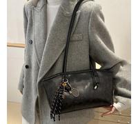 Un nuovo stile di borsa da bowling trapuntata color marrone caffè con chiusura a cerniera, realizzata in PU tinta unita. È una borsa shopper di grande capacità adatta per l'autunno e l'inverno, con un