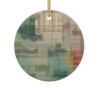 Un ornamento rotondo in ceramica melodico con stampa fronte/retro per vacanze appeso decorazione souvenir