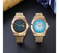 Un orologio da uomo alla moda per affari, con cinturino in acciaio inossidabile e quadrante sfumato, che emana un'estetica elegante. Dotato di una pratica funzione di visualizzazione della data, adatt