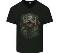 Un Pagana Celtic Croce Uomo Scollo A V Cotone T-Shirt