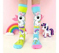 Un paio di calze sopra il ginocchio per ragazze con unicorno viola, decorazioni colorate e 3D, adatte per l'uso quotidiano dei bambini, gli outfit per feste di vacanza e perfette come regalo per le va
