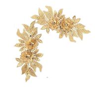 Un paio di fiori gialli con strass cavi, fascia for capelli in pizzo for applicazioni di ricamo artigianale(Golden big flower)