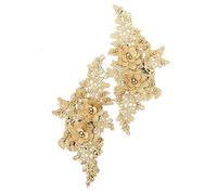Un paio di fiori gialli con strass cavi, fascia for capelli in pizzo for applicazioni di ricamo artigianale(Golden small flower)