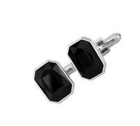 Un paio di gemelli robusti in lega d'argento con cristalli scintillanti e tecnologia Easy Wear per impostazioni professionali