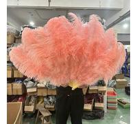Un paio di grandi ventagli di piume di struzzo bianche naturali soffici 1/2 pezzi 60/90 cm 75/130 cm Ventaglio portatile per feste, spettacoli, balli, accessori - Rosa gambero - 130 cm 1 paio (due)