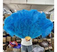 Un paio di grandi ventagli di piume di struzzo bianche naturali soffici 1/2 pezzi 60/90 cm 75/130 cm Ventaglio portatile per feste, spettacoli, balli, accessori - Blu lago - 130 cm 1 pezzo per ma