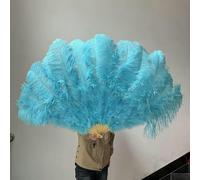 Un paio di grandi ventagli di piume di struzzo bianche naturali soffici 1/2 pezzi 60/90 cm 75/130 cm Ventaglio portatile per feste, spettacoli, balli, accessori - Azzurro cielo - 100 cm 1 pezzo p