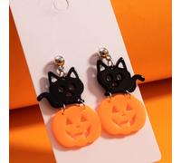 Un paio di orecchini alla moda e carini a forma di gatto e zucca di Ognissanti, adatti per l'uso quotidiano di gioielli da donna o per feste, possono essere regalati ad amiche/fidanzate Tagli UnicaPMM