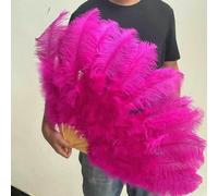 Un paio di soffici piume di struzzo gialle per feste di carnevale, matrimoni, spettacoli di danza del ventre, decorazioni fai da te, ventaglio a pennacchio, 100 cm, 4 rose, 1 pezzo, mano destra