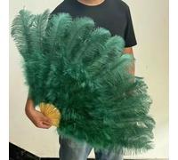Un paio di soffici piume di struzzo gialle per feste di carnevale, matrimoni, spettacoli di danza del ventre, decorazioni fai da te, ventaglio a pennacchio, 100 cm, verde scuro, 1 pezzo, mano sinist