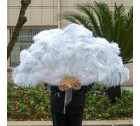 Un paio di soffici piume di struzzo gialle per feste di carnevale, matrimoni, spettacoli di danza del ventre, decorazioni fai da te, ventaglio a pennacchio, 100 cm, 012 bianco, 2 pezzi, mano sinistr