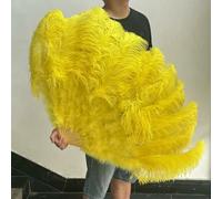 Un paio di soffici piume di struzzo gialle per feste di carnevale, matrimoni, spettacoli di danza del ventre, decorazioni fai da te, ventaglio a pennacchio, 100 cm, verde, 1 pezzo, mano destra