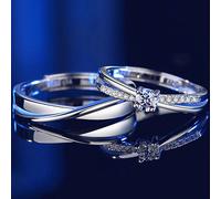 Un Paio Di Splendidi & Romantici Anelli Di Coppia In Puro Argento S925 A Forma Di Mobius Con Design Aperto Regolabile, Ideale Per Gioielli Da Sposa Per Matrimonio, Fidanzamento E Anniversario Tagli Un