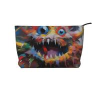 Un paio di tigri fantasia borsa cosmetica portatile grande capacità borsa cosmetica velluto a coste cerniera borsa da toilette borsa da viaggio, Mostro Colorato, Taglia unica