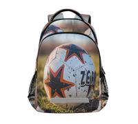 Un pallone da calcio con la parola Star Zaini per bambini zaino scuola studente Bookbag per ragazzi ragazze borsa casual, Un pallone da calcio con la parola stella, Taglia unica