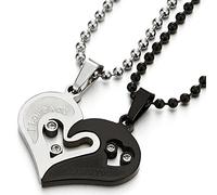 Un Par Amor Corazon Emparejado Collar Colgante con Circonita Para Parejas Hombre Mujer Los Amantes Parejas Amigos, Acero