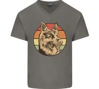 Un Pastore Tedesco Papà Uomo Scollo A V Cotone T-Shirt
