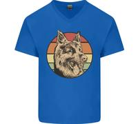 Un Pastore Tedesco Papà Uomo Scollo A V Cotone T-Shirt
