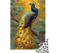 Un pavone con una lunga coda dorata Puzzle Per Adulti || 38x26cm/1000pcs Puzzle Giochi Educativi,decorazioni Per La Casa