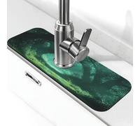 Un percorso verde nella foresta lavello paraspruzzi tappetino per rubinetto, ventosa per rubinetto della cucina, maniglia del rubinetto del rubinetto, vassoio raccogli gocce tappetino per asciugare il