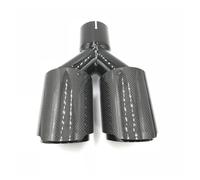 Un Pezzo 89MM Fuori Universale Car Styling Vernice Nera Punta Di Scarico Tubo Silenziatore In Fibra Di Carbonio Lucido Terminale Di Coda(48MM IN-76MM OUT)