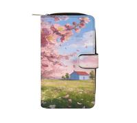 Un piccolo Abode in Primavera Portafoglio per le Donne In Pelle Viaggio Lungo Borsa Cerniera Tasca Monete Intorno Frizione Grande Capacità Porta Carte di Credito
