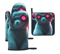 Un piccolo animale che indossa occhiali resistenti al calore guanti da cucina colorati cuscinetti caldi, carino panettiere, regali da cucina per amanti della cucina cuochi mamma