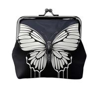 Un piccolo portamonete da donna con farfalla in bianco e nero, portafoglio in pelle con chiusura a bacio, portamonete carino mini portamonete portachiavi